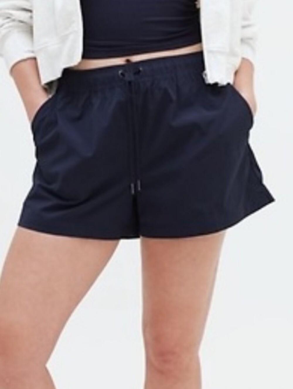 Athleta Midday Mid Rise Poplin Short Dark Navy Pull On Elastic Waist Shorts! XL